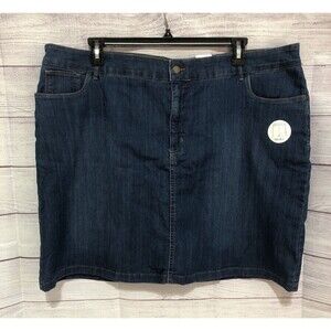NWT WOMENS Croft & Barrow STRETCH WAISTBAND MED WASH BLUE DENIM SKORT SIZE 24W
